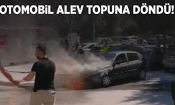Denizli’de seyir halindeki otomobil alev alev yandı