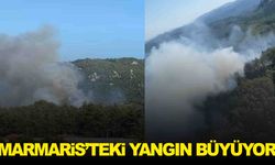 Marmaris’teki yangın büyüyor… 2 uçak, 13 helikopter devrede!
