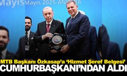 MTB Başkanı Özkasap’a ‘Hizmet Şeref Belgesi’