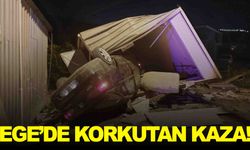 Ege’de kaza: Otomobil konteynere çarptı