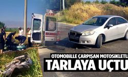 Ege’de yürekleri ağza getiren kaza… Motosiklet sürücüsü tarlaya uçtu