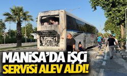 Manisa'da işçi servisi yangını! 35 işçi son anda kurtuldu