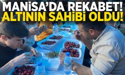Manisa’da nefes kesen yarışma! 10 dakikada 2,5 kilo kiraz yedi…