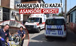 Manisa'da feci kaza: Asansöre sıkıştı!