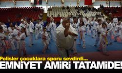 Çocuklara hem spor hem güvenlik eğitimi… Emniyet amiri tatamiye çıktı