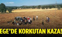 Ege’de otomobil tarlaya uçtu… Yaralılar var!