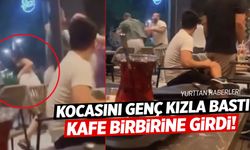 Kocasını genç kızla bastı! Kafe birbirine girdi