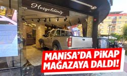 Manisa’da boğazına yiyecek kaçan sürücü mağazaya daldı!