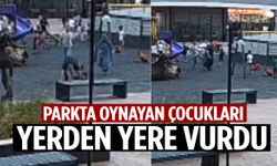 Parkta oynayan çocukları yerden yere vurdu! Korkunç anlar kamerada