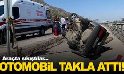 Refüje çarpan otomobil takla attı… Yaralılar var!