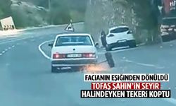 Tekeri kopan Tofaş Şahin’de korku dolu anlar… Kıvılcımlar saçarak ilerledi!