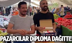 İki pazarcı pazarda “Bedava Diploma” dağıttı!