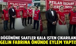 Düğününe saatler kala işten çıkarıldı, gelinliğiyle fabrika önünde eylem yaptı