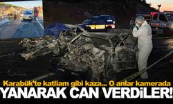 Kafa kafaya çarpışan otomobiller alev aldı… 3 kişinin can verdiği kaza kamerada