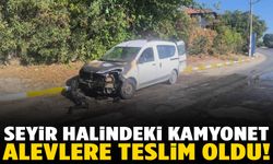 Salihli’de seyir halindeki kamyonet bir anda alev aldı!