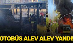 Seyir halindeki İETT otobüsü alev alev yandı