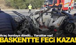 Başkentte feci kaza… Karşı şeride geçen tır otomobile çarptı