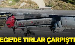 Ege’de tırların çarpıştığı kazada 2 kişi yaralandı