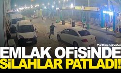 Emlak ofisinde silahlar patladı! 2 kişinin öldüğü olay kamerada!