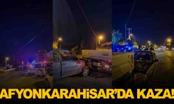Afyonkarahisar’da otomobil kamyonete çarptı: 2 kişi yaralandı