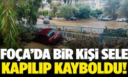 Foça’da felaket anı! Bir kişi sele kapılıp kayboldu!