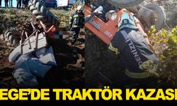 Gübre taşıyan traktör devrildi… Sürücü altında kaldı