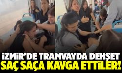 İzmir’de tramvayda kız öğrenciler arasında yumruklu kavga!