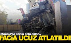 İstanbul’da korku dolu anlar… İnşaattaki vinç devrildi!