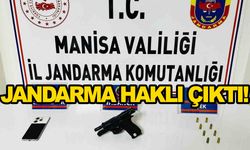 Salihli’de jandarma şüphelendi… Üzerinden ruhsatsız tabanca ve mermi çıktı