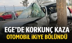 Ege’de otomobil ağaca çarpıp ikiye bölündü: Genç kadın hayatını kaybetti