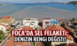 Foça’yı vuran sel denizin rengini değiştirdi
