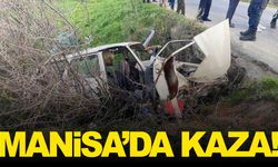 Manisa’da kaza… Araç menfeze düştü!
