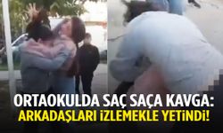 Ortaokullu kızlar saç saça kavga etti! Arkadaşları ayırmak yerine videoya aldı…