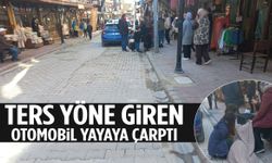Ters yöne giren otomobil yayaya çarptı: 1 yaralı