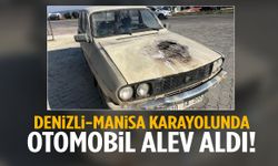 Denizli-Manisa karayolunda otomobil alev aldı! Sürücü son anda kurtuldu