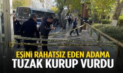 Eşini rahatsız eden adama tuzak kurup ayağından vurdu