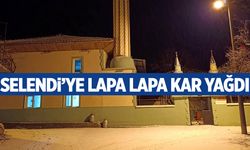 Selendi'ye lapa lapa kar yağdı