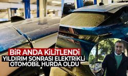 Trafoya düşen yıldırım milyonluk otomobili hurdaya çevirdi!
