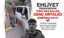 Ehliyet sınavından 7'nci kez kalan genç ortalığı birbirine kattı