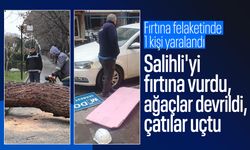 Fırtına Salihli'yi vurdu! Çatılar uçtu, ağaçlar devrildi: 1 yaralı