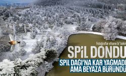 Kar yağmayan Spil Dağı beyaza büründü!