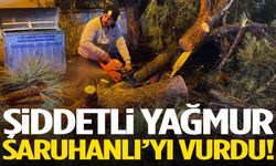 Saruhanlı’da sağanak sonrası ağaçlar devrildi