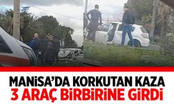 Manisa’da kaza! 3 araç birbirine girdi…