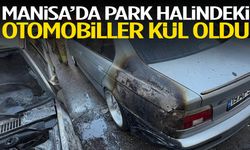 Manisa’da park halindeki otomobiller kül oldu!