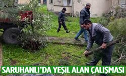 Saruhanlı’da yeşil alan çalışması
