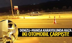 Denizli-Manisa karayolunda kaza: İki otomobil kavşakta çarpıştı