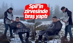 Manisalı kuaför Spil'in zirvesinde tıraş yaptı