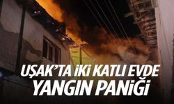 Uşak’ta iki katlı evde yangın paniği