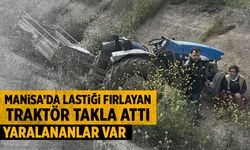 Manisa'da lastiği fırlayan traktör takla attı! Yaralılar var