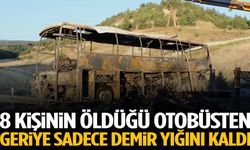 8 kişinin öldüğü otobüsten geriye sadece demir yığını kaldı